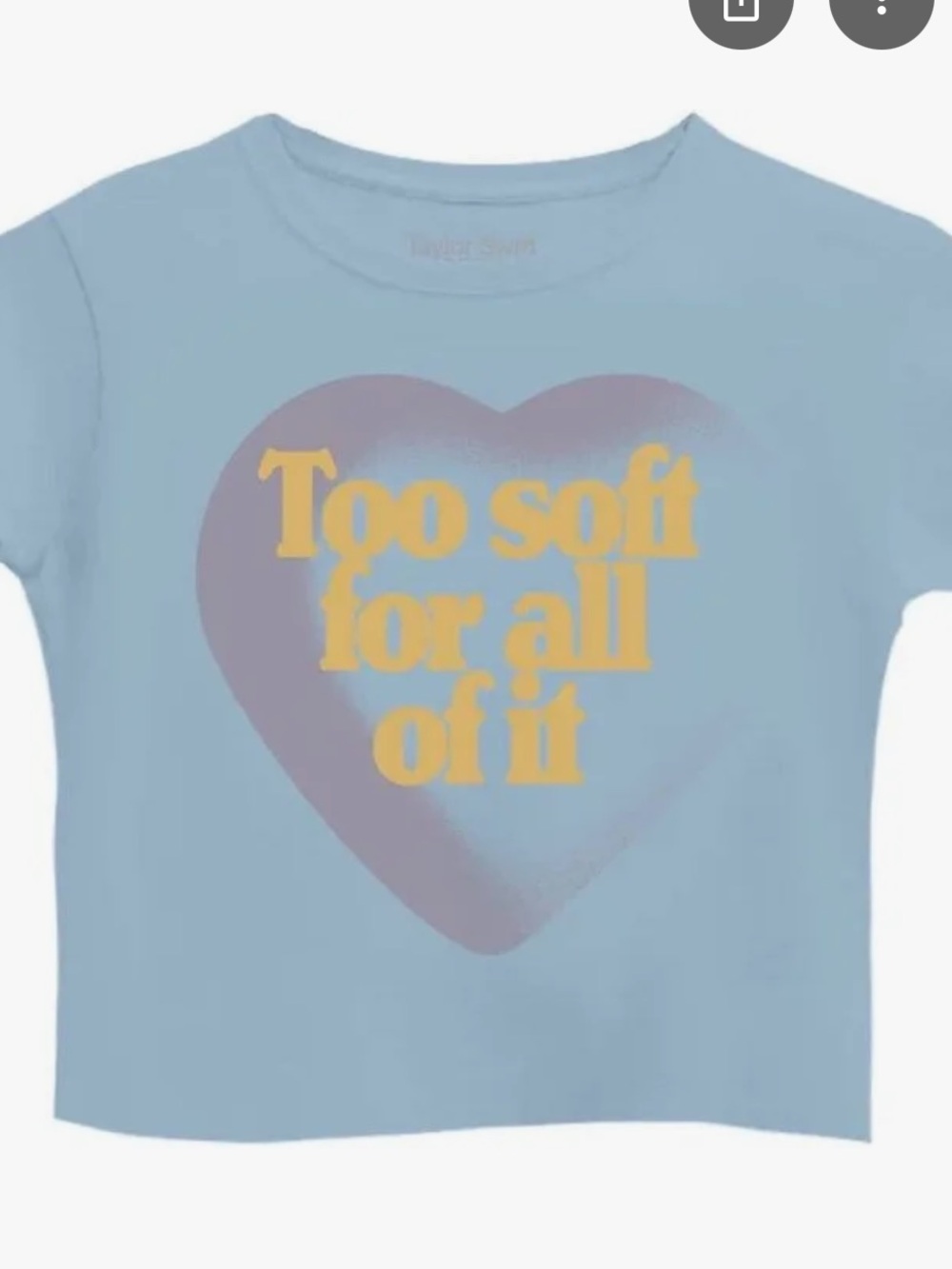 Taylor Swift Cropped Tee Midnights Too Soft For It All Blue size XL